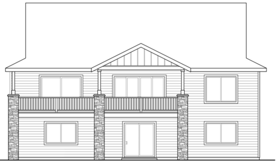 Rear Elevation for House Plan #347352