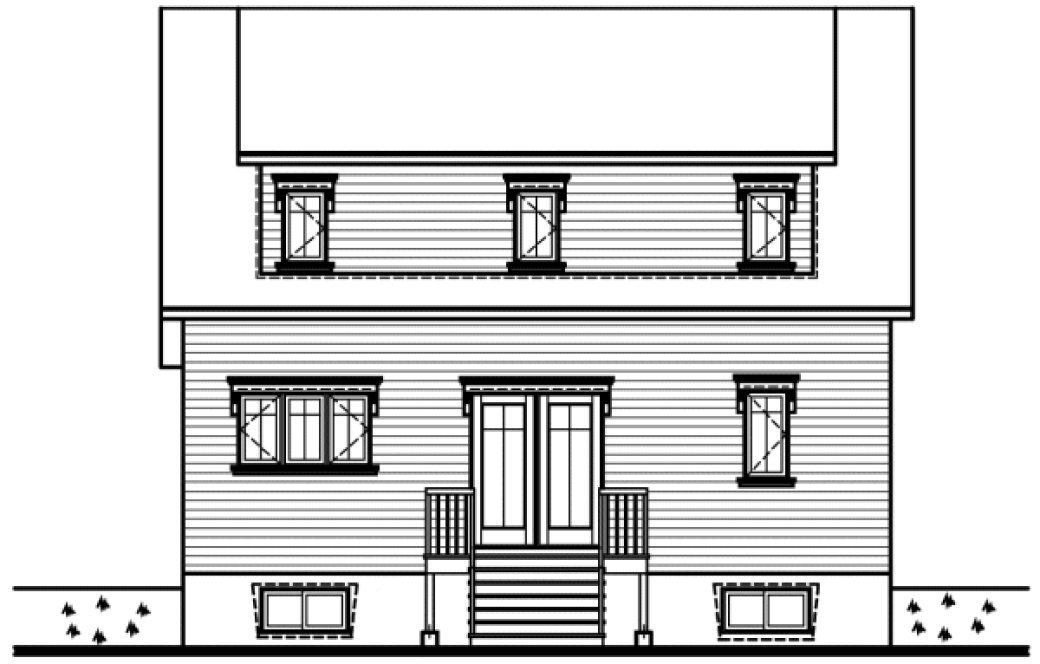 Rear Elevation for House Plan #142852