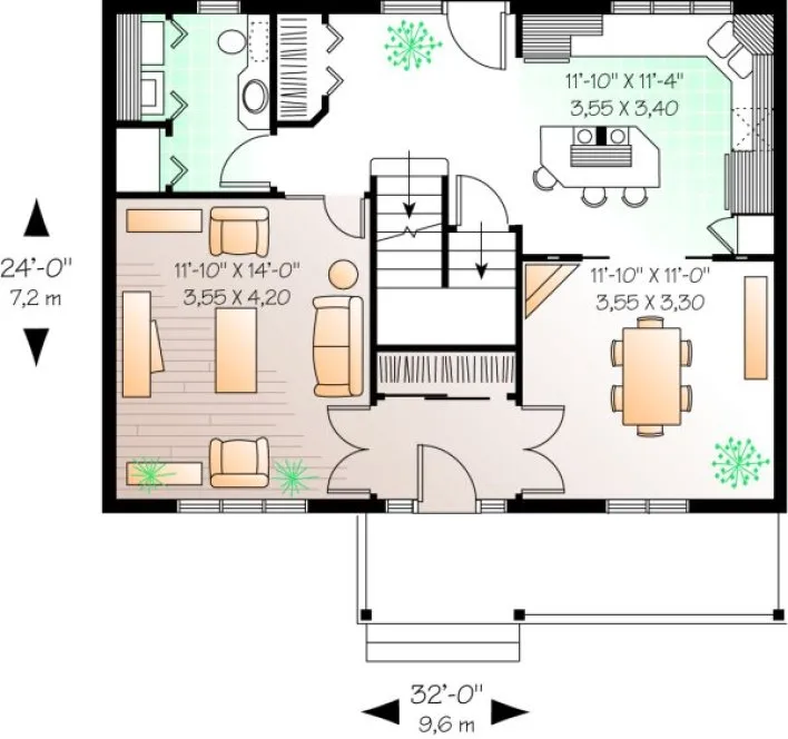 Main Floor Plan for House Plan #142852