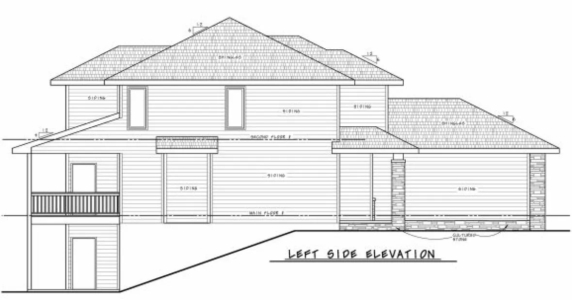 Left Elevation for House Plan #156923