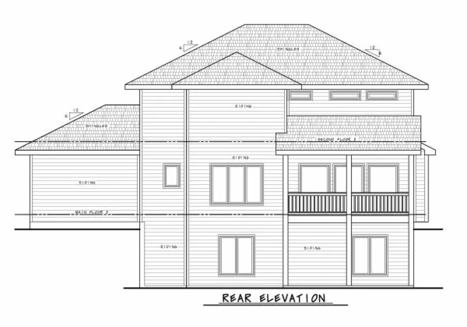 Rear Elevation for House Plan #156923