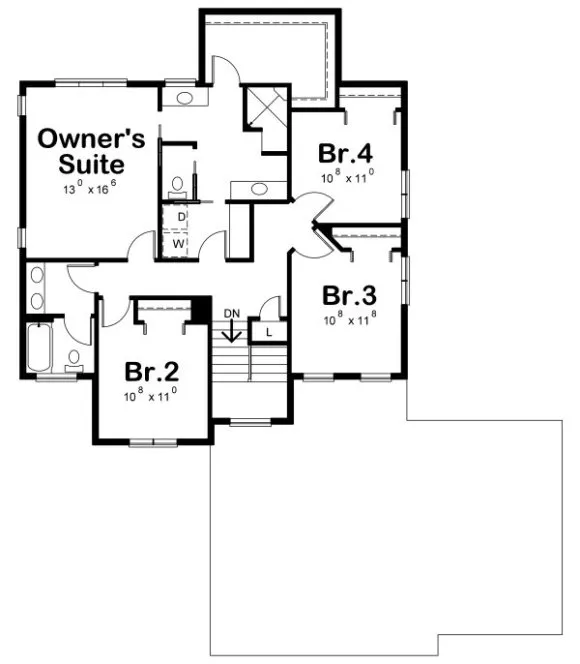 Second Floor Plan for House Plan #156923