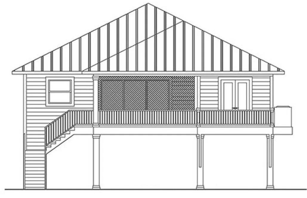 Rear Elevation for House Plan #775291