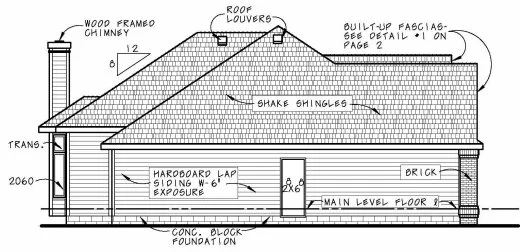 Left Elevation for House Plan #156991