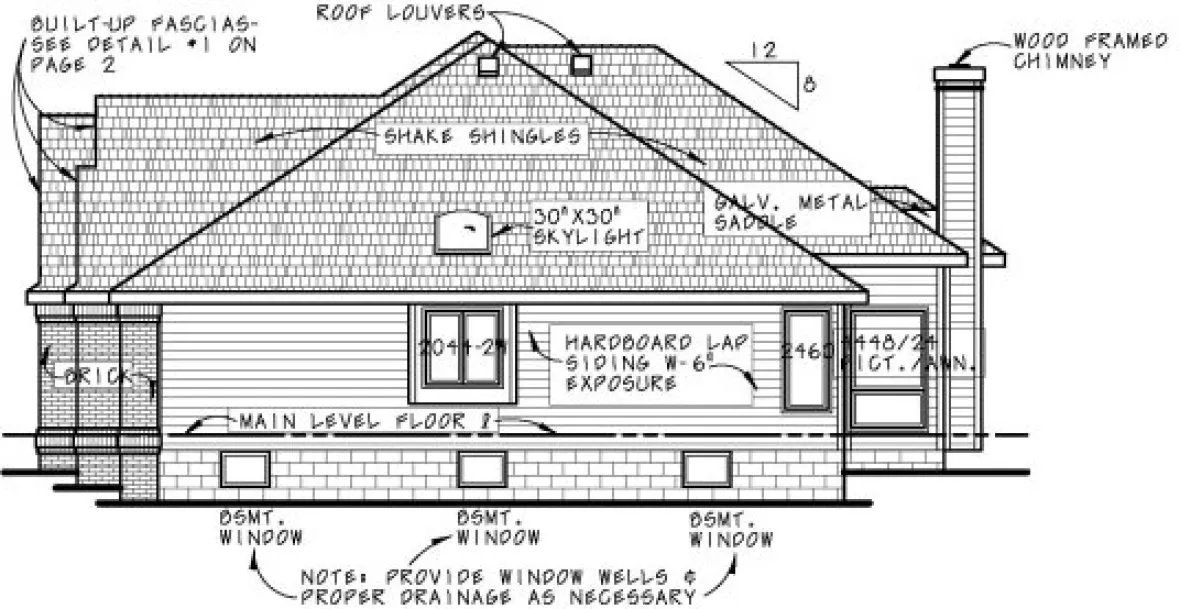 Right Elevation for House Plan #156991