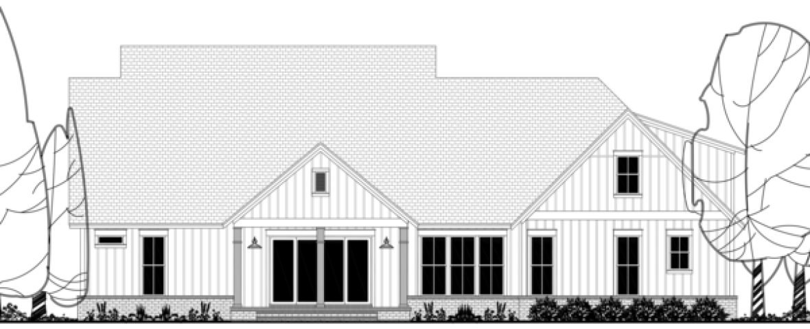 Rear Elevation for House Plan #306292