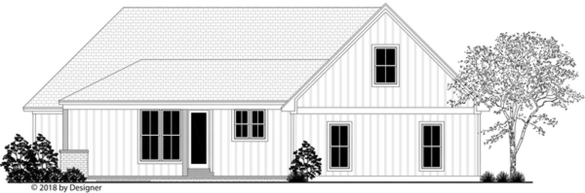 Rear Elevation for House Plan #301022