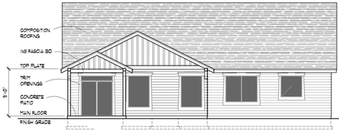 Rear Elevation for House Plan #807761