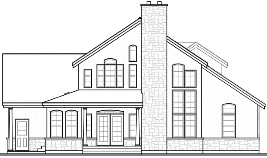 Rear Elevation for House Plan #141162