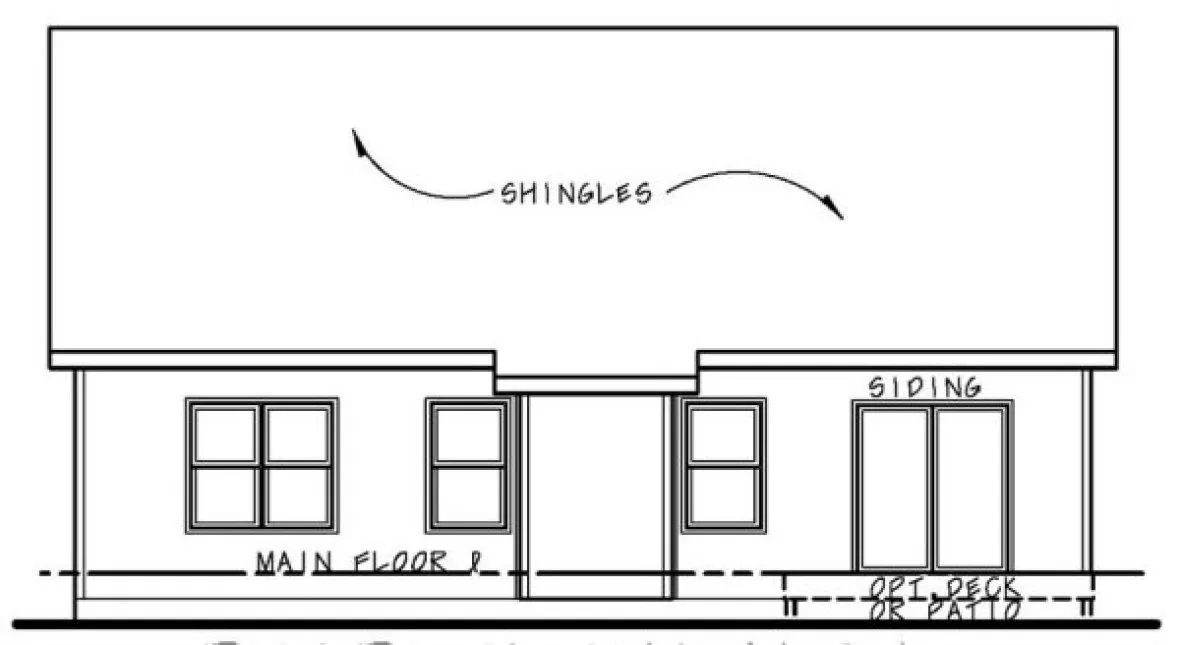 Rear Elevation for House Plan #151151