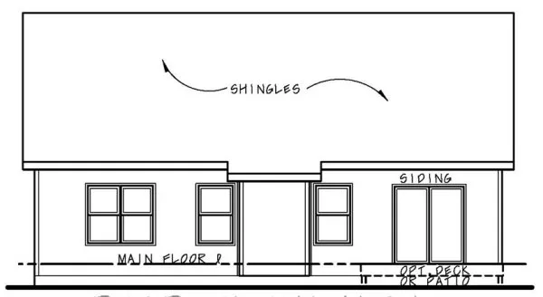 Rear Elevation for House Plan #151151