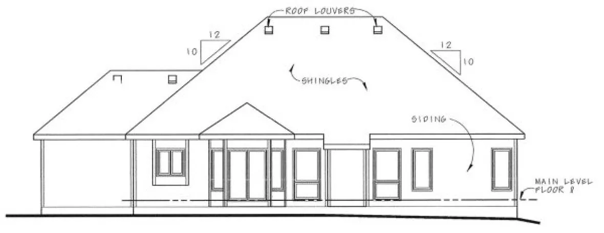 Rear Elevation for House Plan #153671