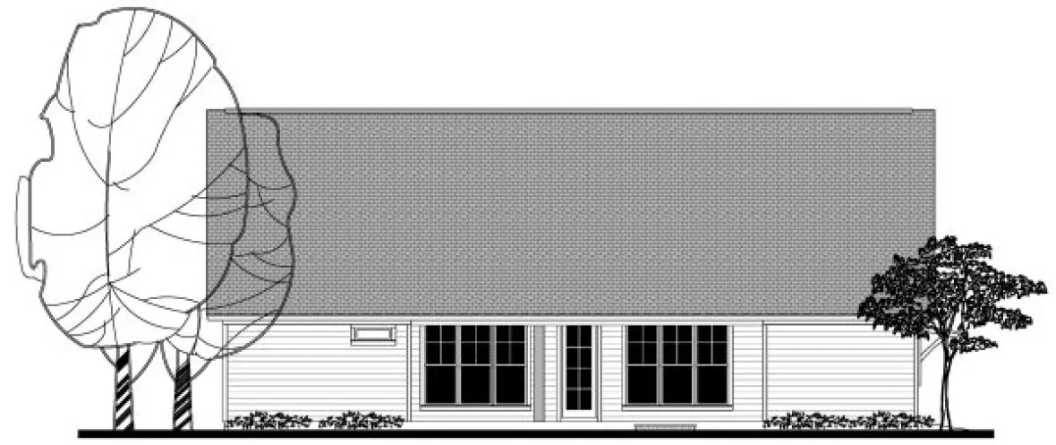 Rear Elevation for House Plan #304002