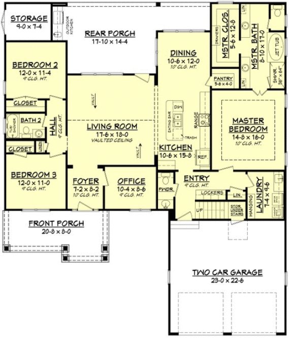 Main Floor Plan for House Plan #304002