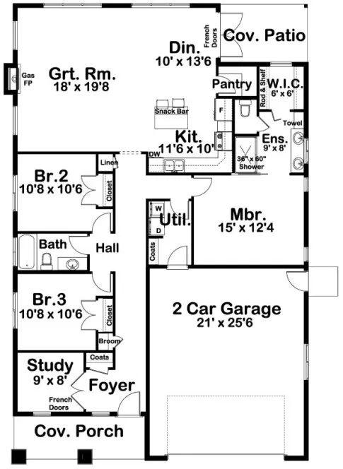 Main Floor Plan for House Plan #202062