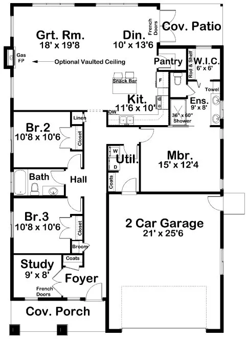 Main Floor Plan for House Plan #202062