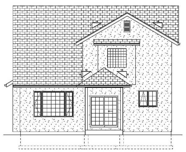 Rear Elevation for House Plan #202060