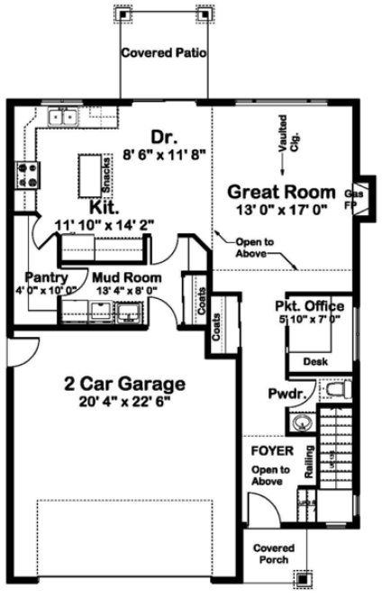 Main Floor Plan for House Plan #202060
