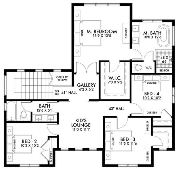 Second Floor Plan for House Plan #591242