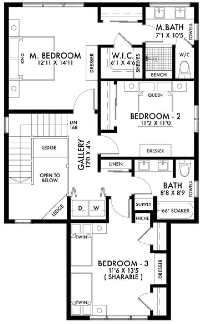 Second Floor Plan for House Plan #597171