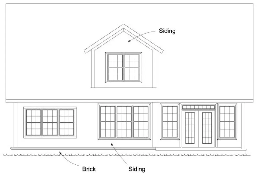 Rear Elevation for House Plan #244182