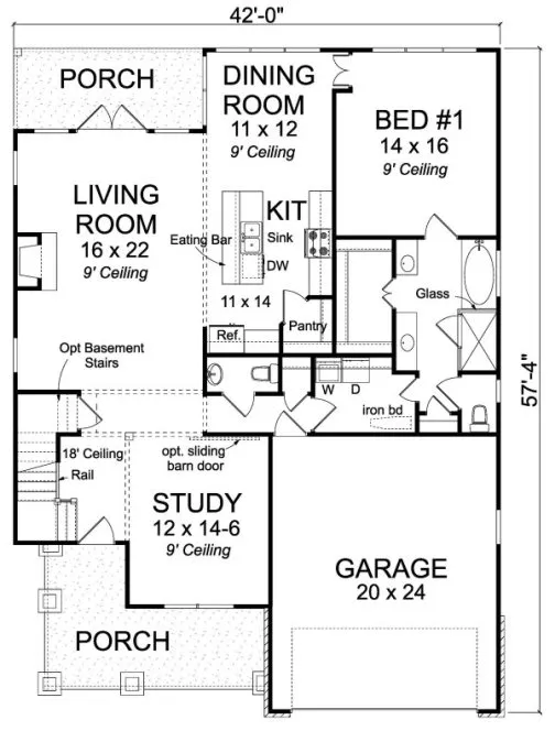 Main Floor Plan for House Plan #244182