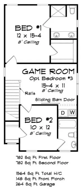 Second Floor Plan for House Plan #244651