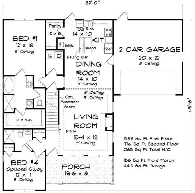 Main Floor Plan for House Plan #245612