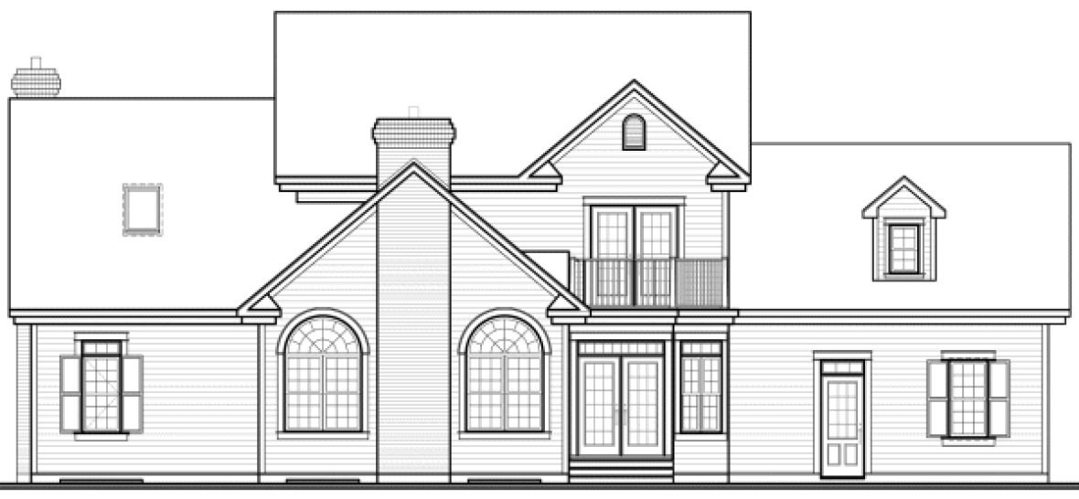 Rear Elevation for House Plan #141262