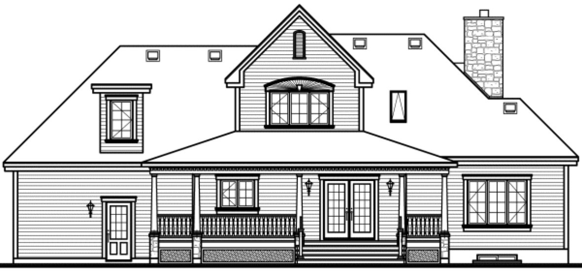 Rear Elevation for House Plan #145462
