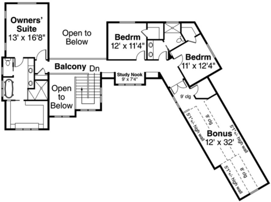 Second Floor Plan for House Plan #346133