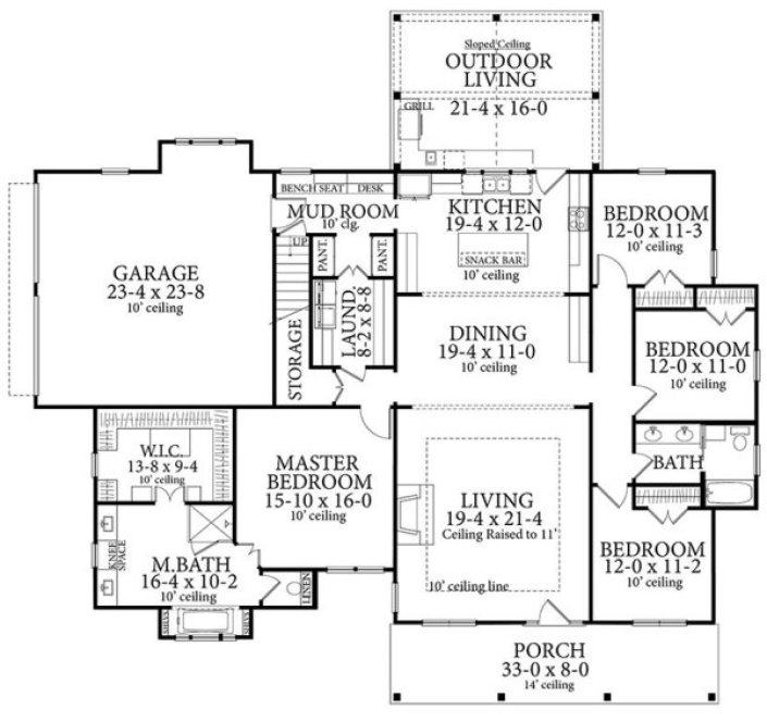 Main Floor Plan for House Plan #870842