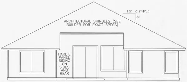 Rear Elevation for House Plan #868391