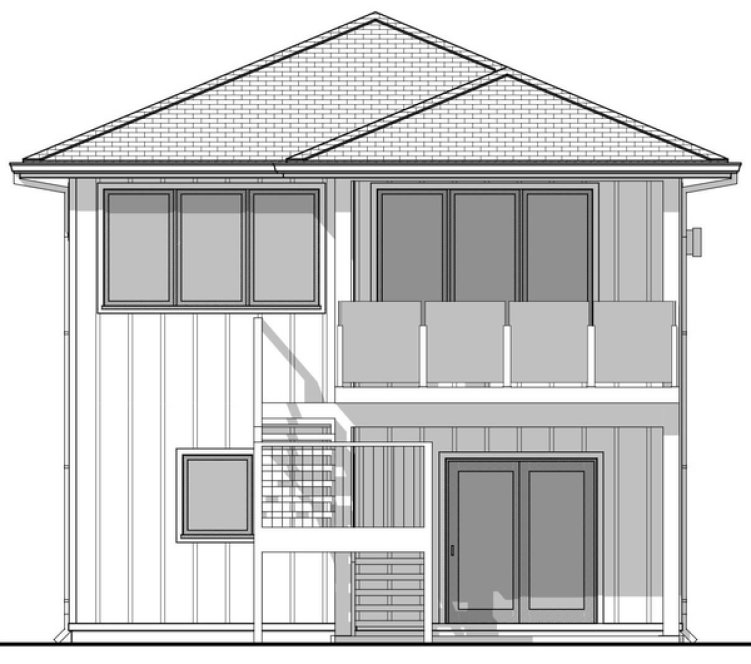 Rear Elevation for House Plan #590912