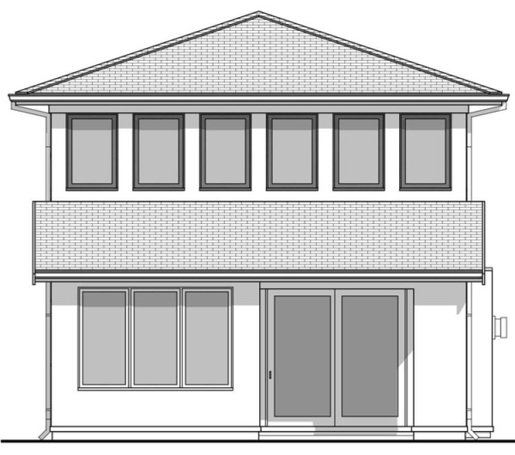 Rear Elevation for House Plan #598391