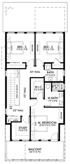 Second Floor Plan for House Plan #598391