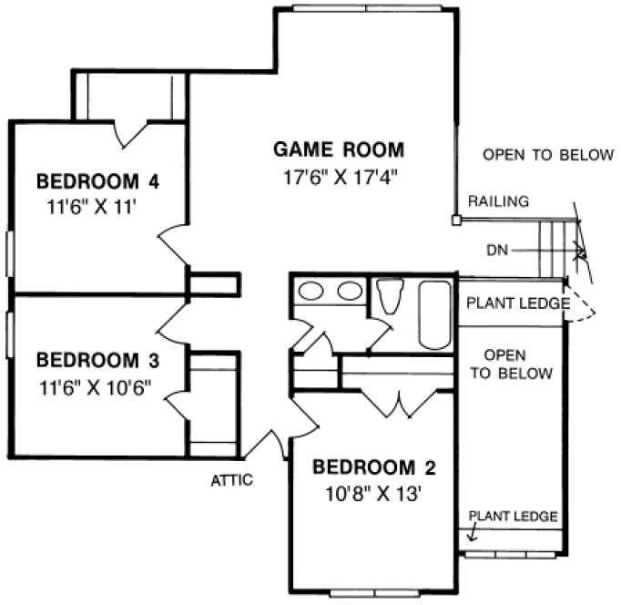 Second Floor Plan for House Plan #242202
