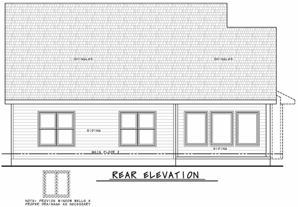 Rear Elevation for House Plan #154151