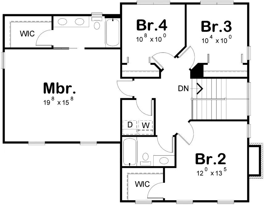 Second Floor Plan for House Plan #157281