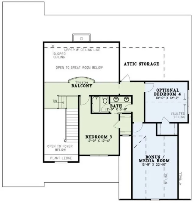Second Floor Plan for House Plan #313862