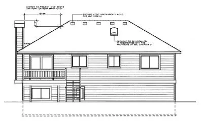 Rear Elevation for House Plan #231057