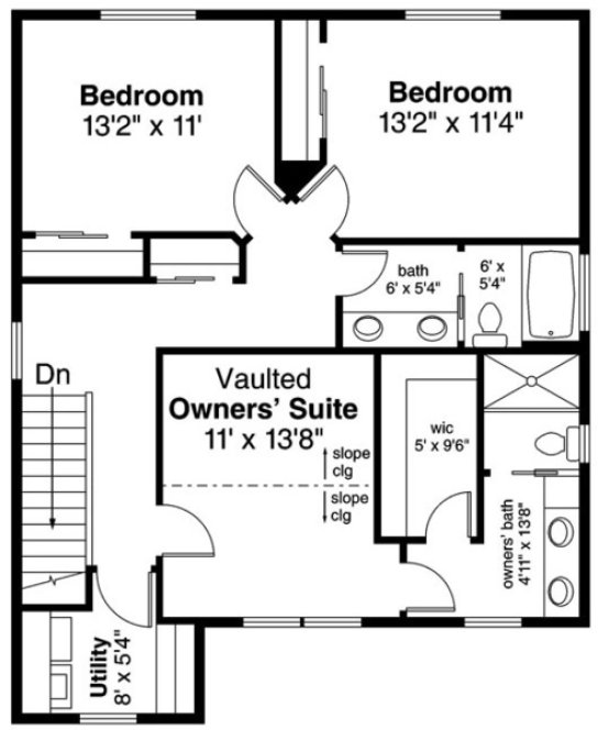 Second Floor Plan for House Plan #348261