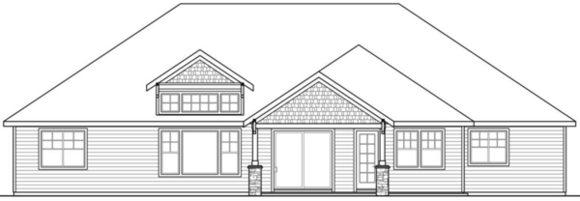 Rear Elevation for House Plan #348072