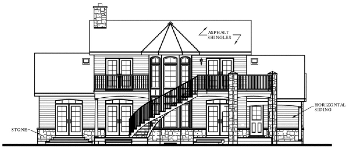 Rear Elevation for House Plan #148862