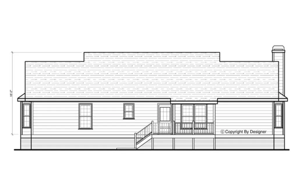 Rear Elevation for House Plan #122861