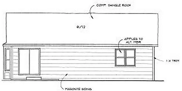 Rear Elevation for House Plan #350880