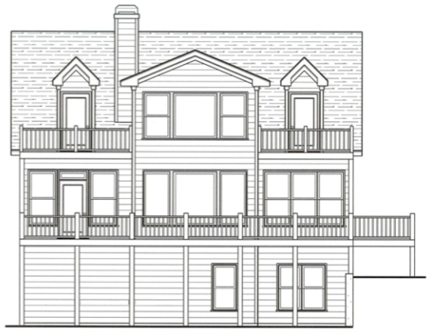 Rear Elevation for House Plan #121971