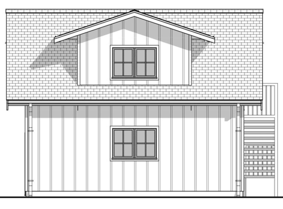 Rear Elevation for House Plan #599001