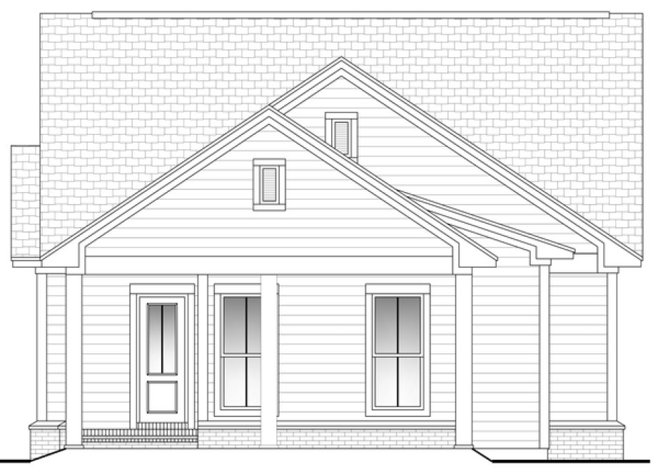 Rear Elevation for House Plan #305731