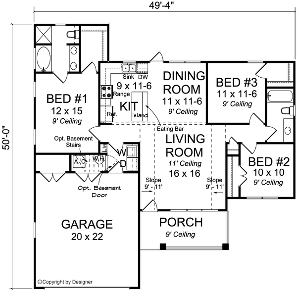 Main Floor Plan for House Plan #242721